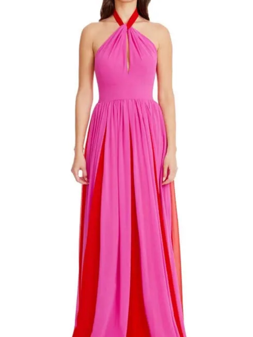 NWT DRESS THE POPULATION Meg Two-Tone Halter Gown Size L